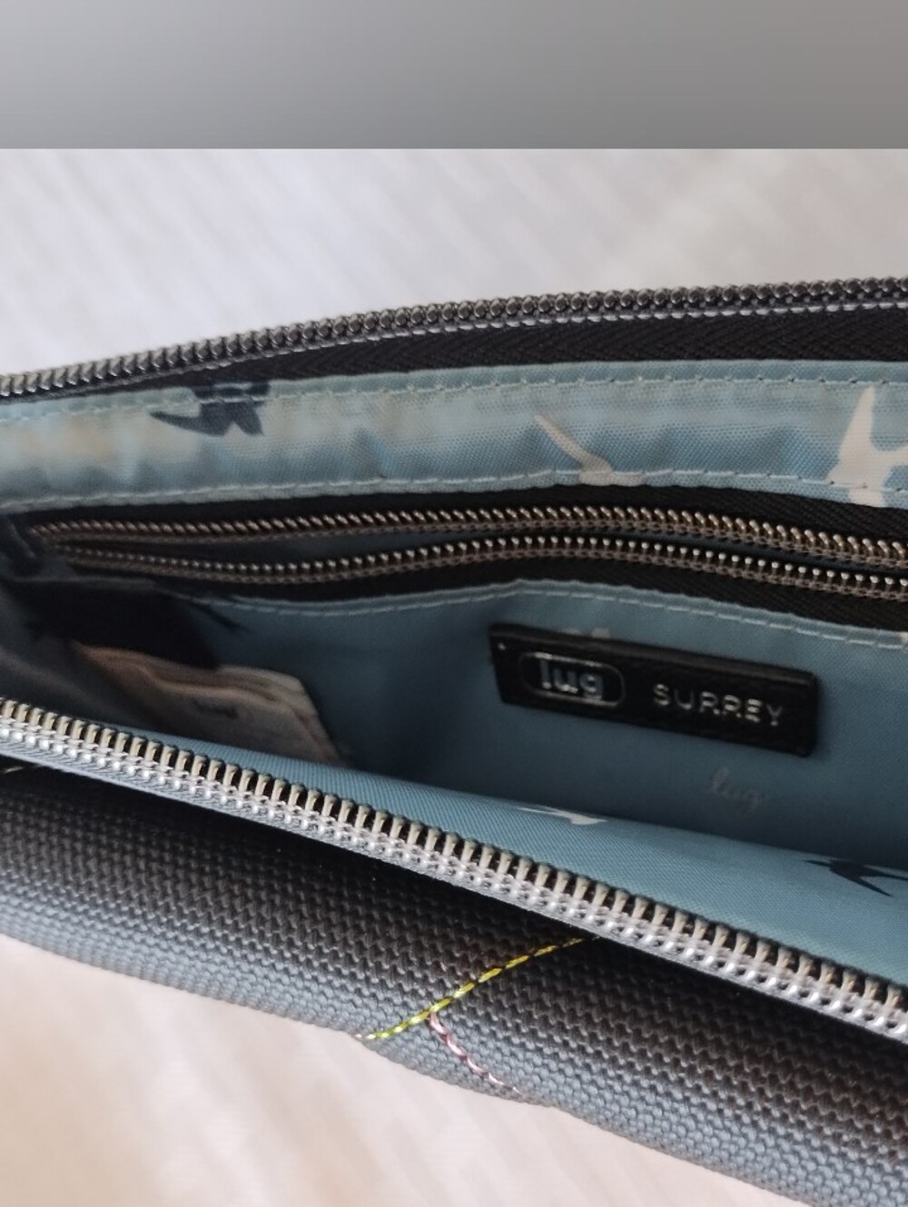 NWOT LUG Surrey Matte Luxe VL RFID Wallet Black Rainbow Stitching Vegan Leather - Picture 3 of 8